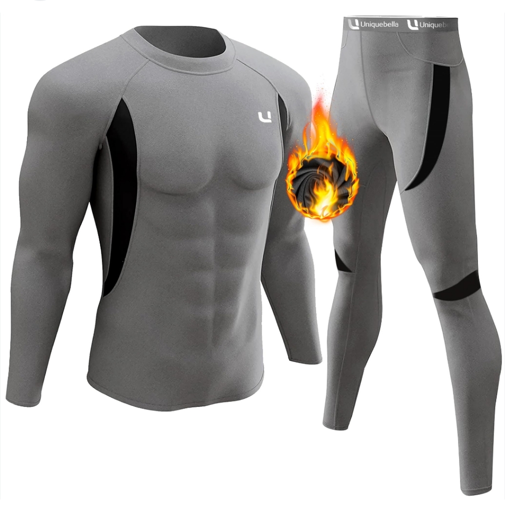 UniqueBella Thermal Underwear Set,‎ Long Sleeve Top And Bottoms, Men's Size XXL